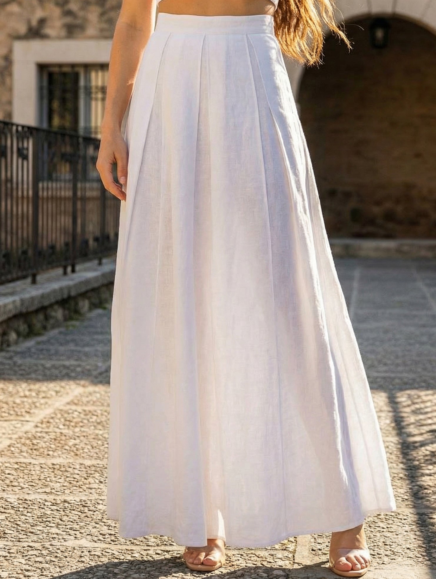 Cotton Linen Mermaid Midi Skirt - notariosoax