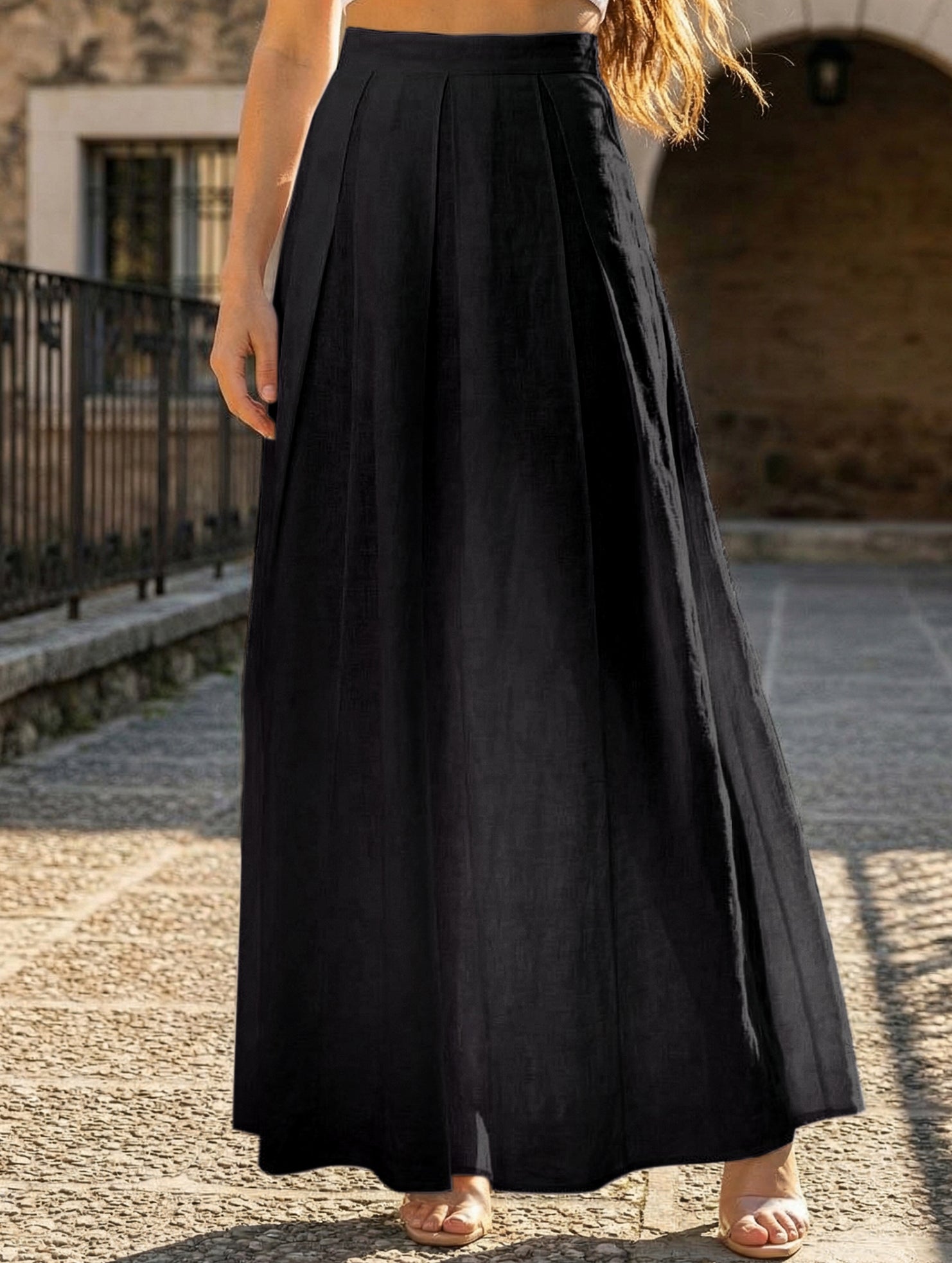 Cotton Linen Mermaid Midi Skirt - notariosoax