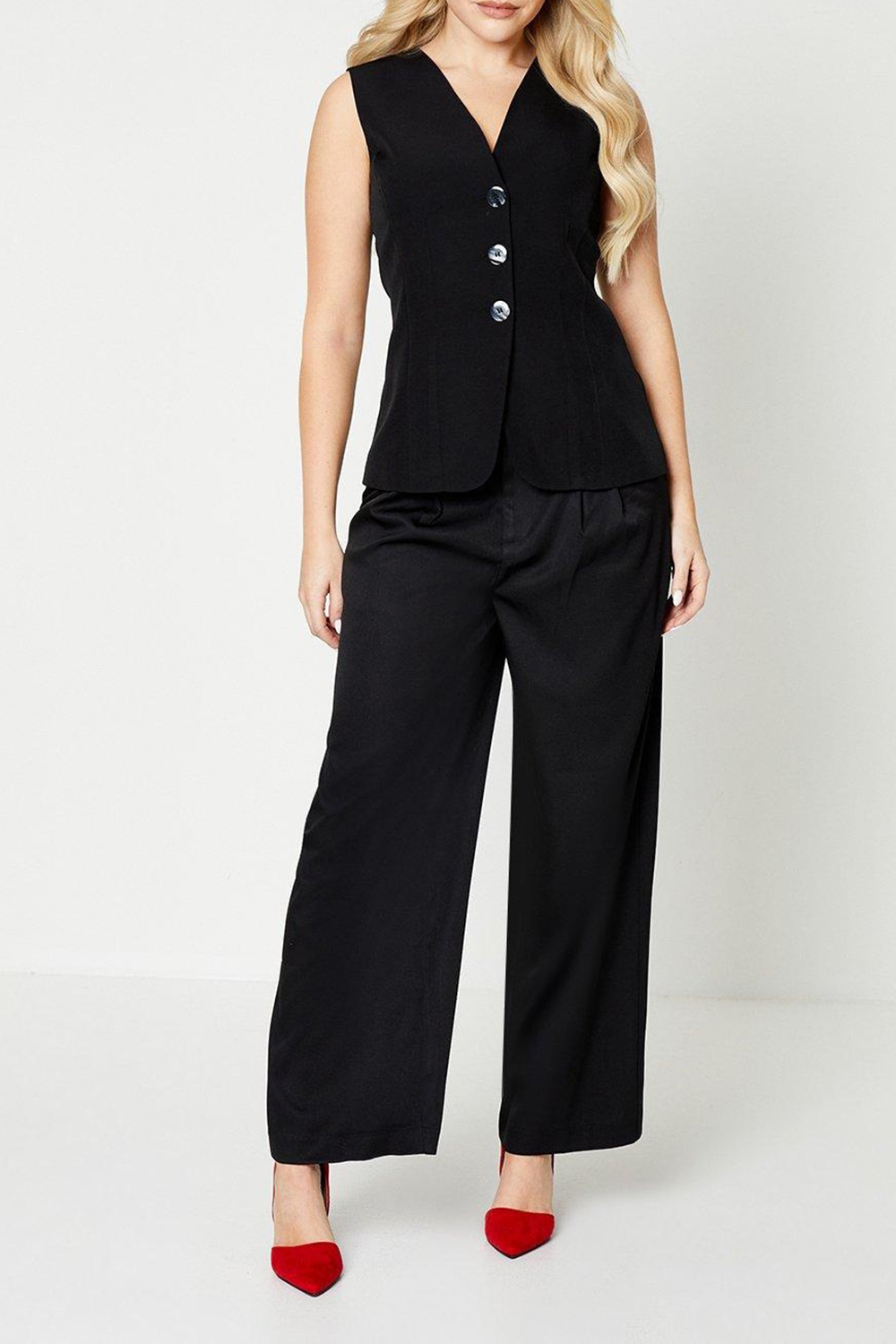 Fashion Deep V Neck Women's Sleeveless Long Vest - notariosoax