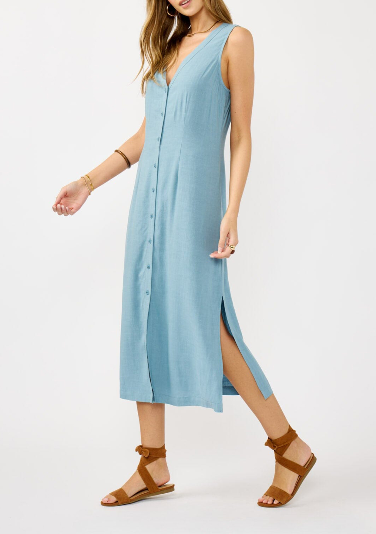 Side Slit Button Up Dress - notariosoax