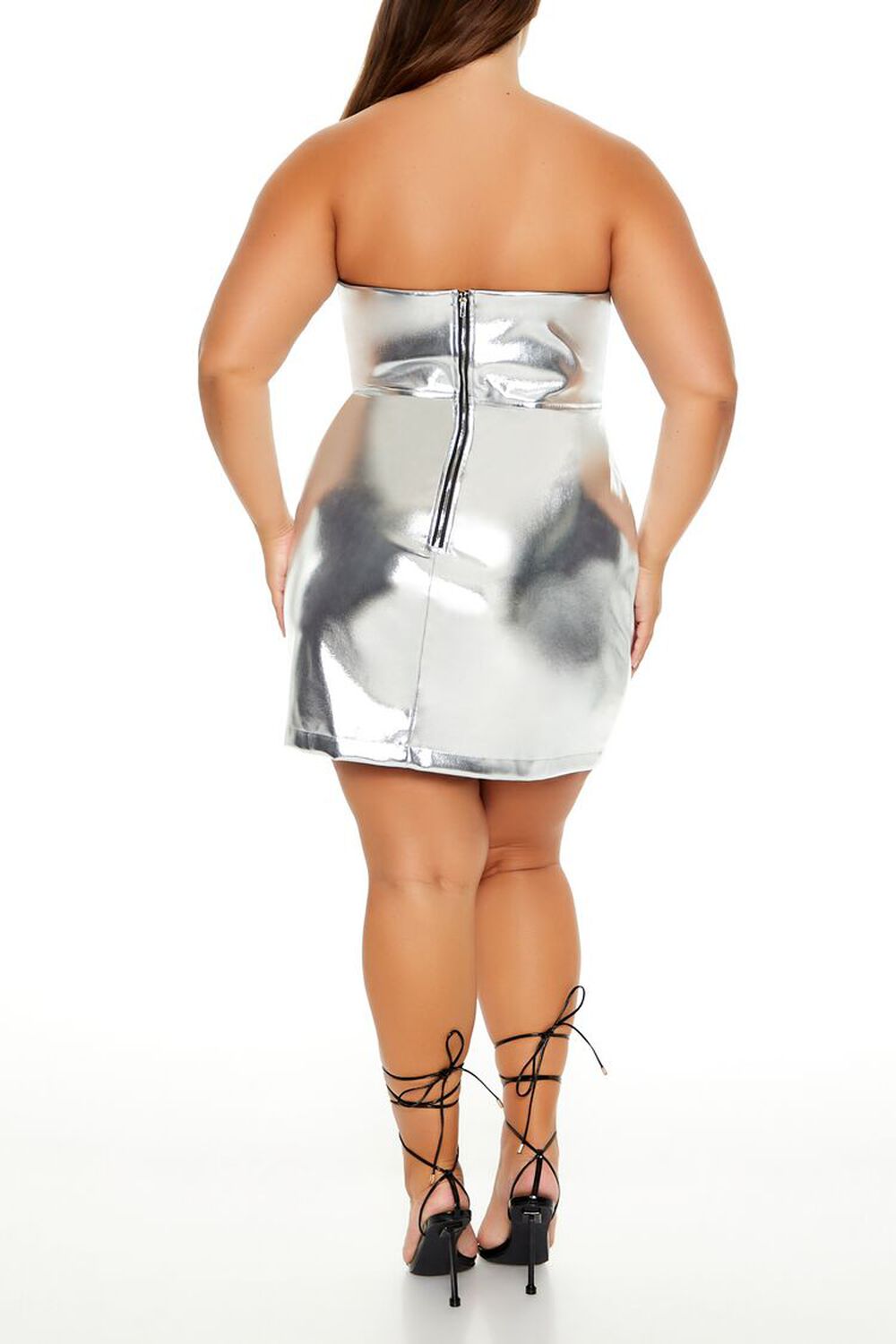 Plus Size Metallic Tube Mini Dress - notariosoax