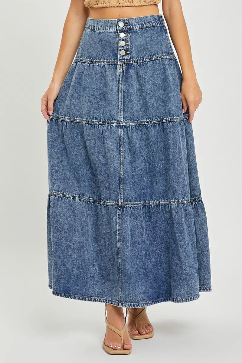 High Rise Ruffle Long Skirt Skirt - notariosoax