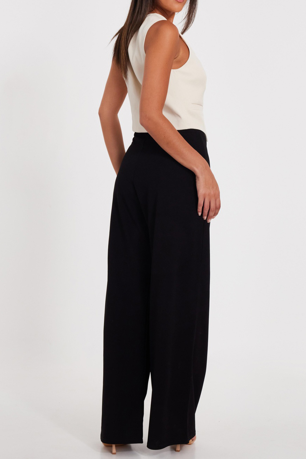 High-Rise Button-Detail Wide-Leg Women's Flared Trousers - notariosoax