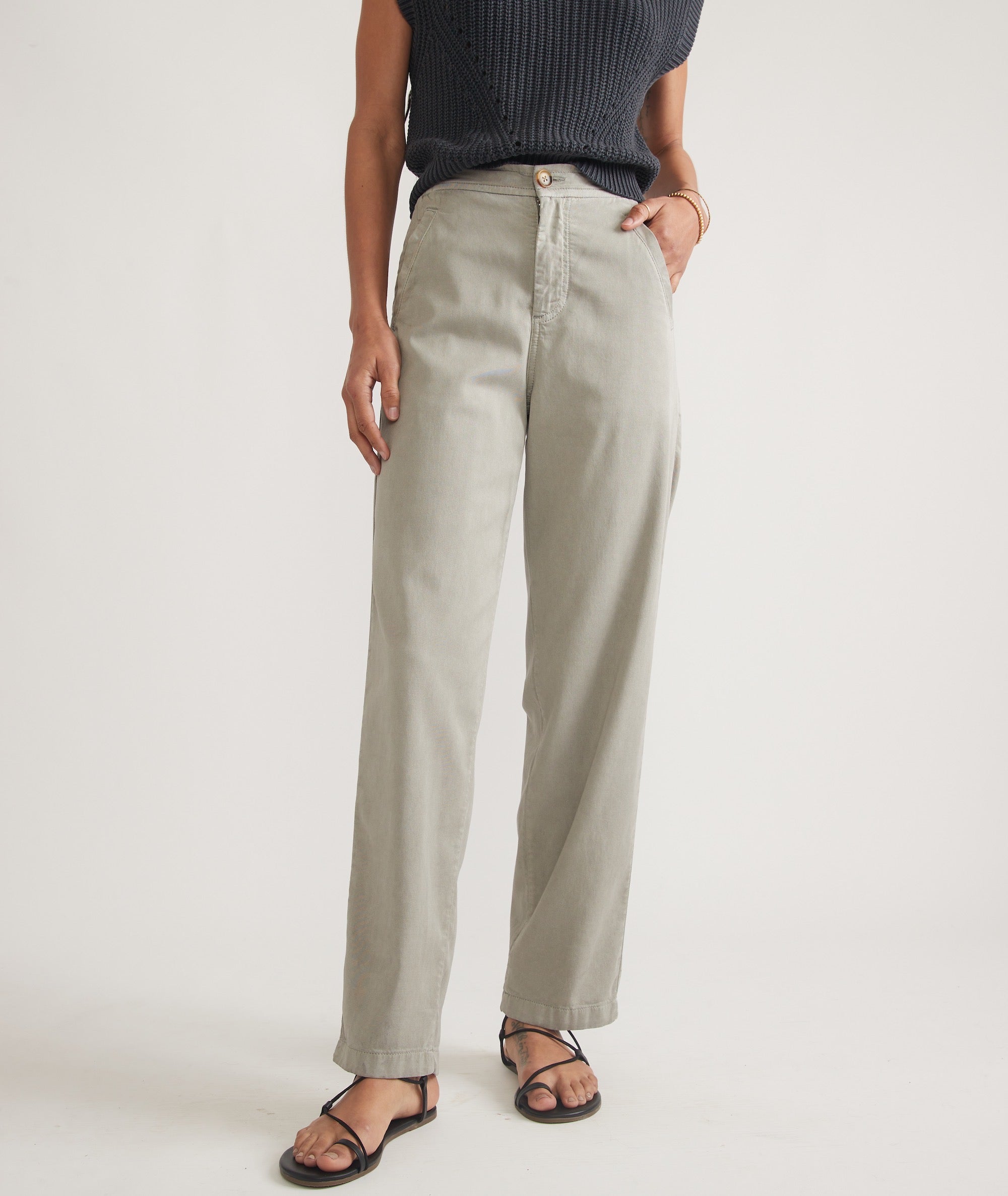 Light Gray Straight-Leg Trousers - notariosoax